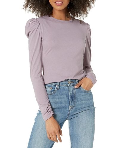 Rebecca Taylor Womens Ruched Long Sleeve Knit Top T Shirt - Blue
