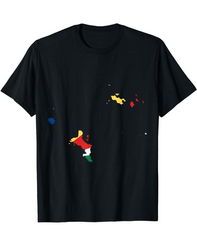 Seychelles Flag-map Of T-shirt - Black
