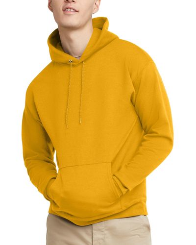 Hanes Mens Pullover Ecosmart Hooded Sweatshirt Hoody - Yellow