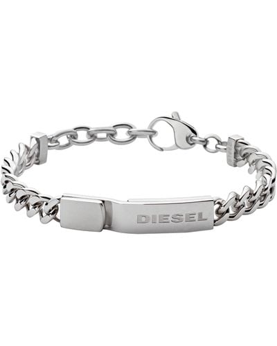 DIESEL All-gender Stainless Steel Chain Id Bracelet - Metallic