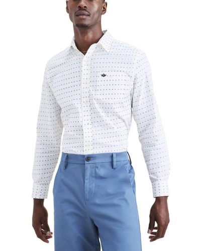 Dockers Classic Fit Long Sleeve Signature Comfort Flex Shirt - White