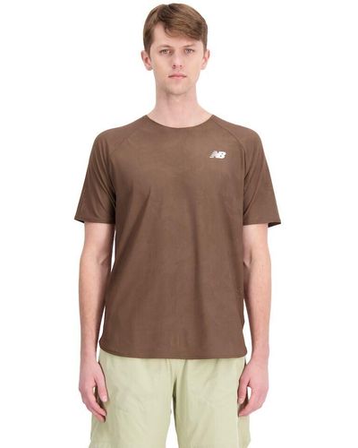 New Balance Q Speed Jacquard Short Sleeve In Brown Poly Knit