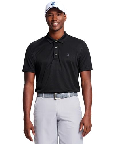 Izod Performance Golf Grid Short Sleeve Stretch Polo Shirt - Black
