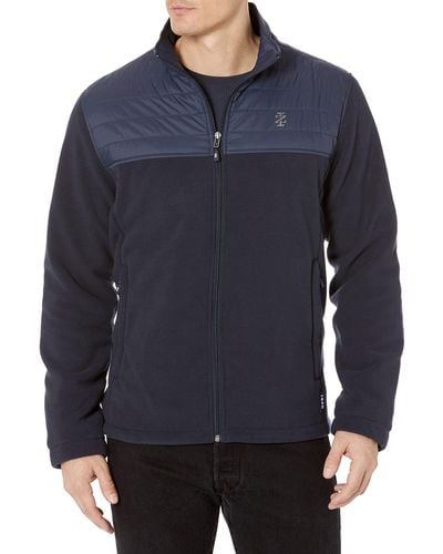 Izod Fleece Jacket With Nylon Trim - Blue