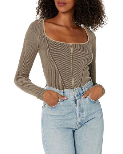 Guess Long Sleeve V Neck Blandine Sweater - Gray