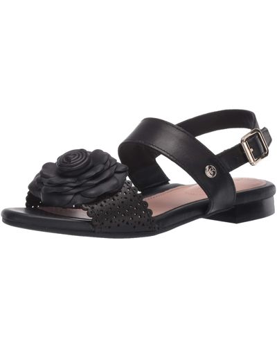 Taryn Rose Ankle Strap Flat Sandal - Black