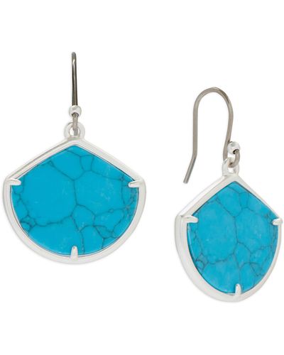 Lucky Brand Silver-tone Turquoise Slice Drop Earrings - Blue