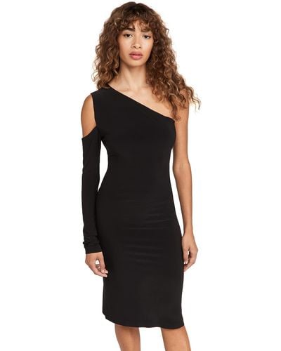 Norma Kamali One Shoulder One Sleeve Dress - Black