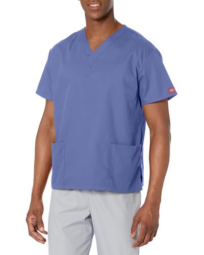 Dickies Eds Signature Scrubs 86706 Missy Fit V-neck Top - Blue