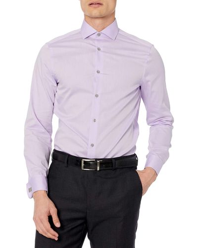 Calvin Klein Dress Shirt Slim Fit Non Iron Solid French Cuff - Purple