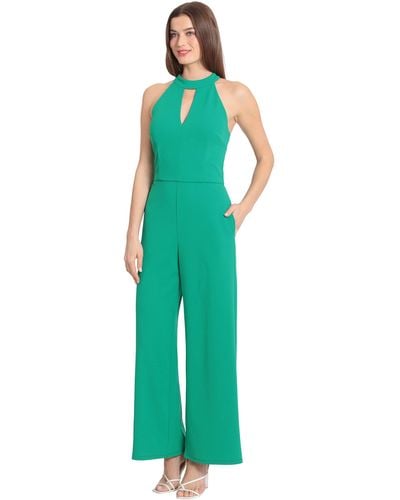 Maggy London High Neck Jumpsuit Workwear Office Occasion Event Guest Of - Green
