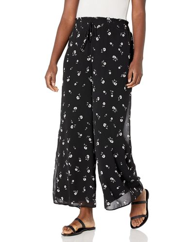 Kensie Scattered Blossoms Chiffon Pant - Black