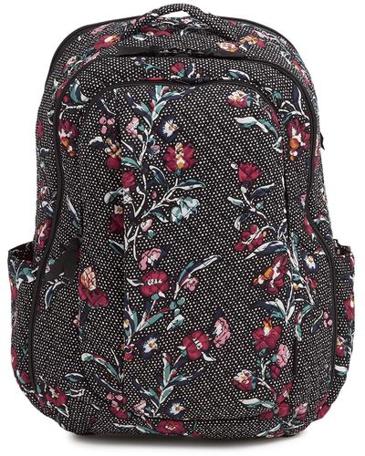 Vera Bradley Cotton Large Backpack Travel Bag - Gray