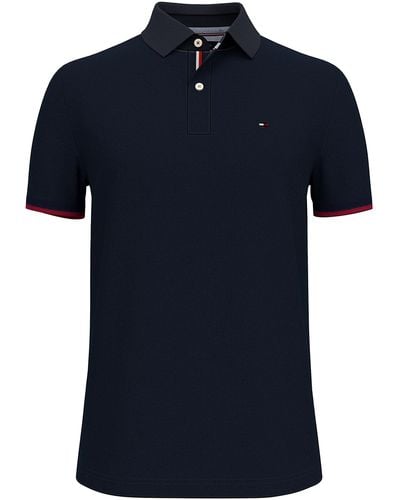 Tommy Hilfiger Short Sleeve Cotton Pique Flag Graphic Polo Shirt In Custom Fit - Blue