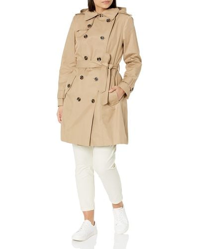 London Fog Womens Double Breasted Trenchcoat - Natural