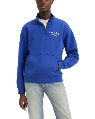 Levi's Relaxed Graphic 1/4 Zip Pocket Hoodie, - Blue