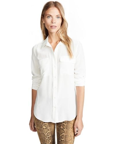 Equipment Slim Signature Silk Shirt – Long Sleeve Button Down - White