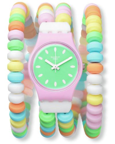 Swatch Dress Pink Watch Plastic Quartz Caramellissima S - Green