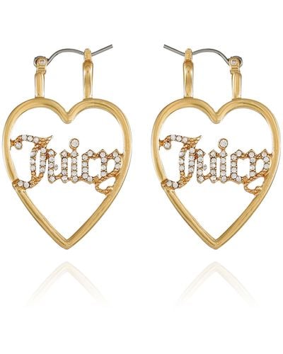 Juicy Couture Goldtone Heart Hoop Earrings - Metallic