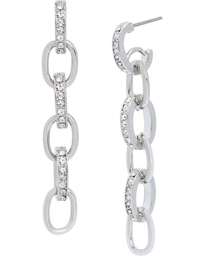 Steve Madden S Chain Link Linear Earrings - White