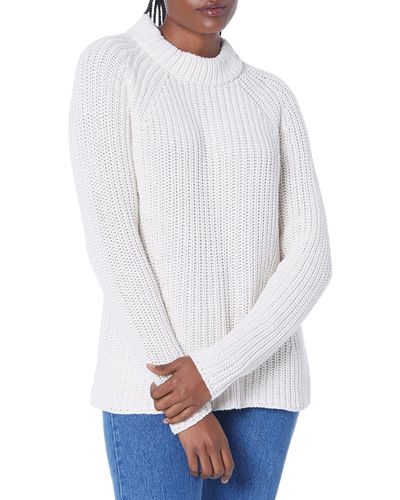 Goodthreads Relaxed-fit Cotton Shaker Stitch Mock Neck Sweater - White