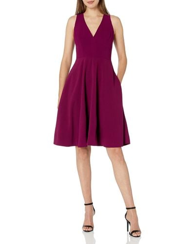 Dress the Population Catalina V-neck Crepe Midi Dress - Purple