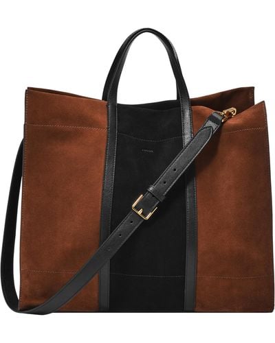 Fossil Carmen Leather Tote Bag Purse Handbag - Brown