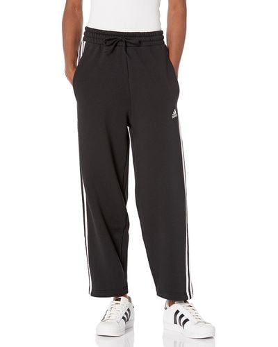 adidas Essentials 3-stripes Open Hem Fleece Pants - Black