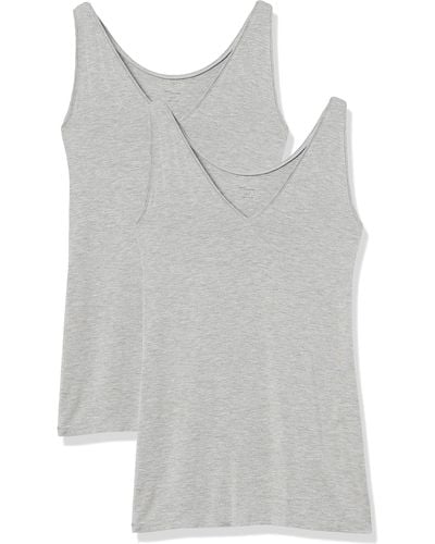 Daily Ritual Jersey Standard-fit V-neck Scoopback Tank Top - Gray