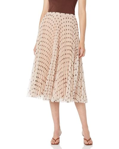 BCBGMAXAZRIA Sheer Pleated A Line Midi Skirt - Natural