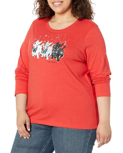 Vera Bradley Cotton Long Sleeve Crewneck Graphic T-shirt - Red