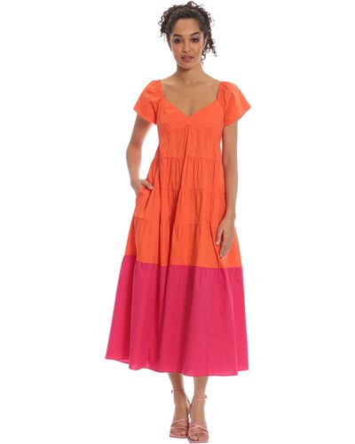 Donna Morgan Colorblock Midi Tiered Trapeze Dress