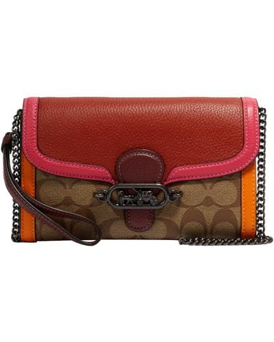 COACH Signature Colorblock Jade Chain Crossbody - Red