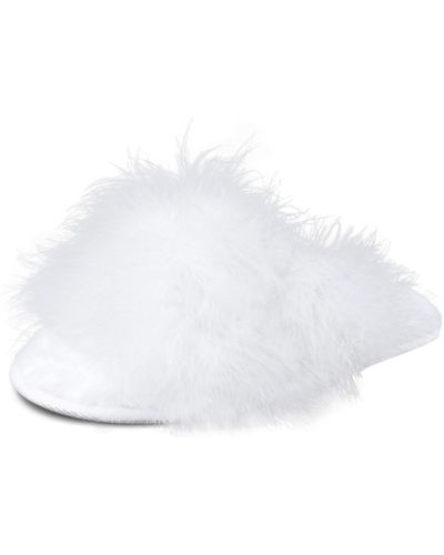 Jessica Simpson Ostrich Fur Cross Slide Slipper - White