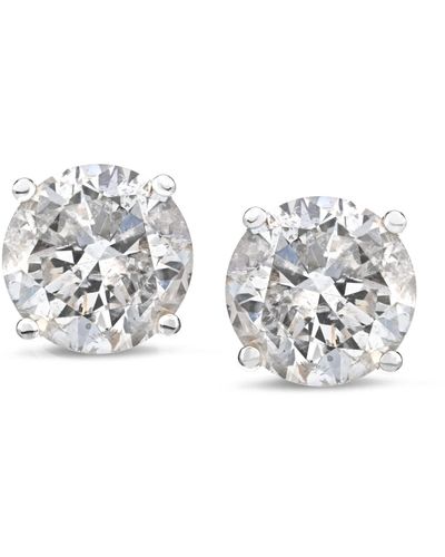 Amazon Essentials 14k White Gold Round-cut Diamond Stud Earrings - Metallic