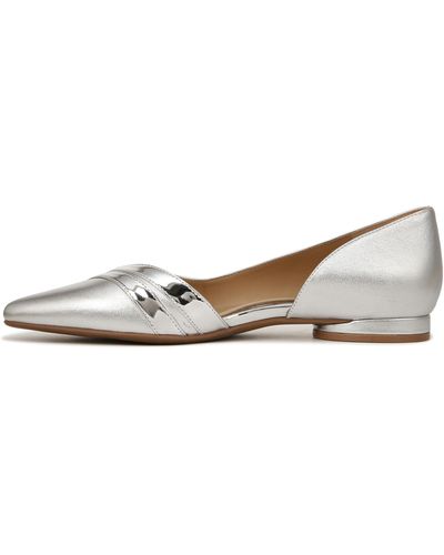 Naturalizer S Henrietta D'orsay Pointed Toe Ballet Flat Silver Leather 7.5 W - Multicolor