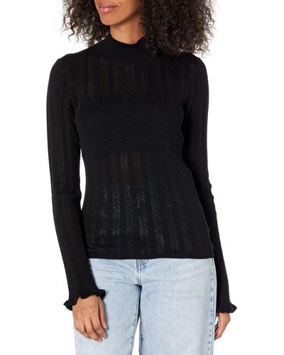 PAIGE Lysette Turtleneck Cotton Silk Blend Sweater - Black