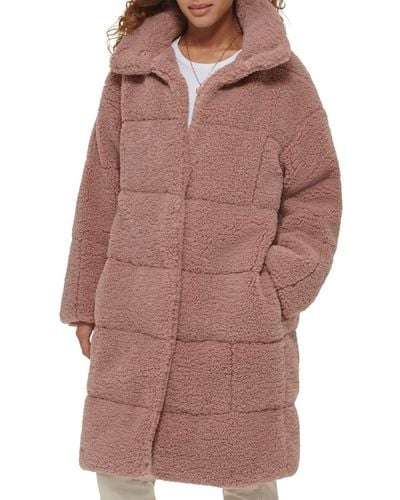 Levi's Long Length Patchwork Quilted Teddy Coat - Brown