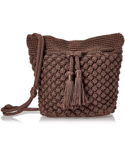 The Sak S Ivy Crochet Drawstring Bucket - Brown