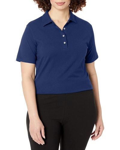 Hanes Womens X-temp Performance Polo Shirt,navy,large - Blue