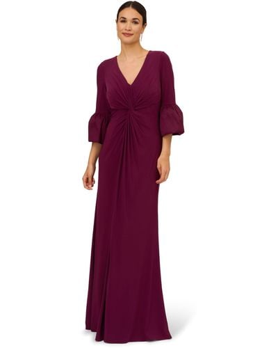 Adrianna Papell Twist Front Jersey Gown - Purple