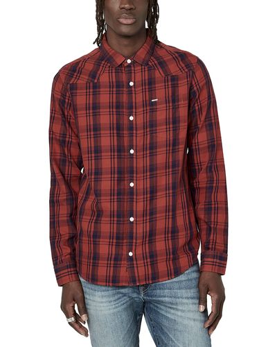 Buffalo David Bitton Long Sleeve Plaid Button Down - Red