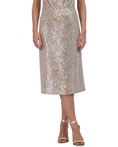 BCBGMAXAZRIA Pull On Fit And Flare Sequin Midi Skirt - Gray