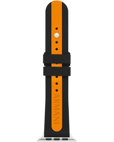 Emporio Armani Armani Exchange A|x Black And Orange Silicone Band For Apple Watch - Multicolor