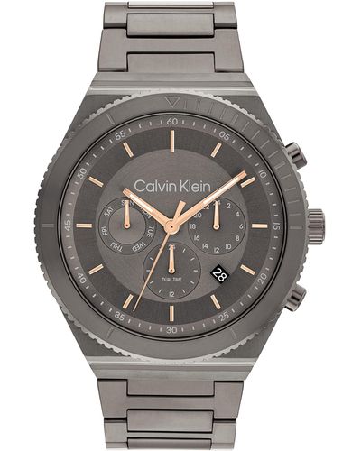 Calvin Klein Quartz 25200304 Ionic Plated Gray Steel And Link Bracelet Watch