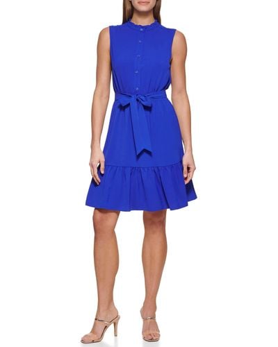 DKNY Fit And Flare Dress - Blue