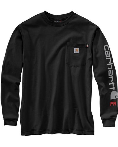 Carhartt Flame Resistant Force Original Fit Midweight Long Sleeve Signature Sleeve Logo T-shirt - Black