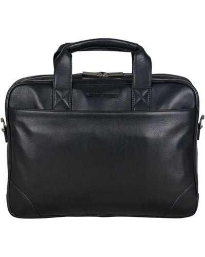 Ben Sherman Top Zip Laptop Portfolio Briefcase - Black