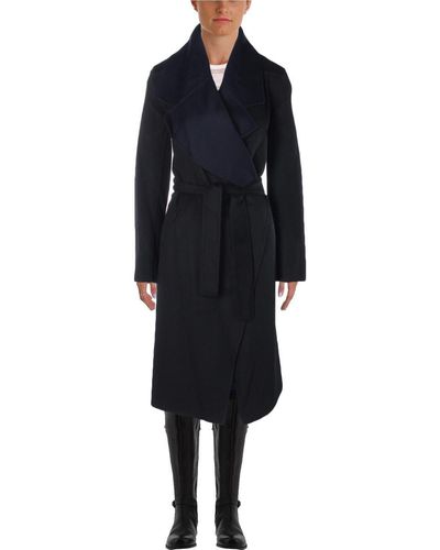 Tahari Milano Drape Front Wool Coat - Black