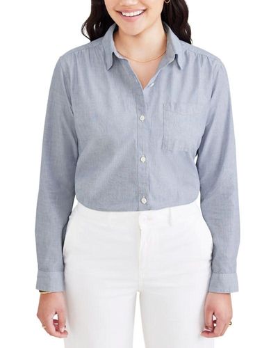 Dockers Regular Favorite Long Sleeve Collared Shirt - Blue